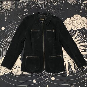 I.E. Relaxed Petite Full Leather Zip-Up Jacket Women’s Size L